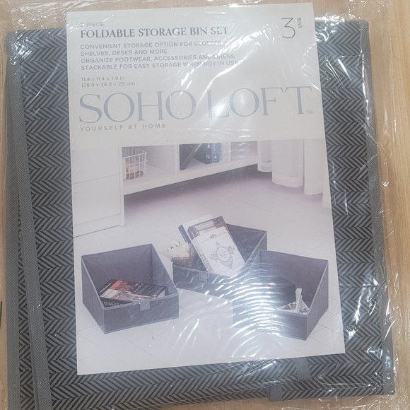 3-Piece Foldable Storage Bin Set New - Picture 3 of 7